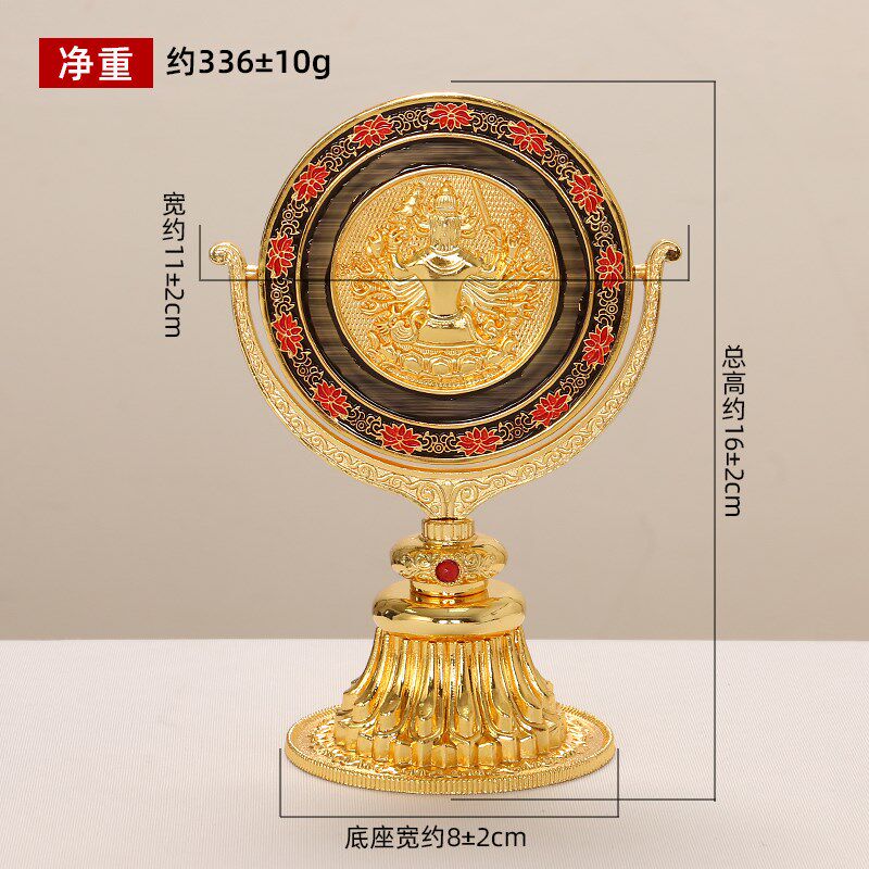 藏式准提镜宝镜密宗装饰摆件佛前家用随护身平面镜准提佛母镜礼盒