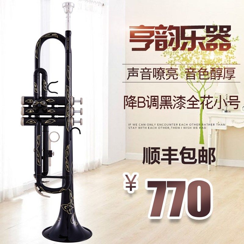 亨韵乐器降B调小号黑漆小号初学小号黑漆喷涂雕花工艺包邮