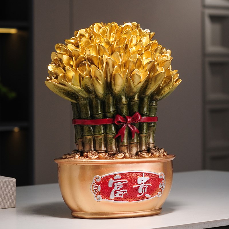 财富节节高升富贵竹摆件送领导乔迁新居礼品家居客厅玄关招财摆件