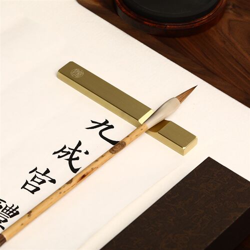 锦瑟文房纯黄铜镇尺镇纸笔搁书镇压尺纯铜压纸镇尺黄铜打磨光滑