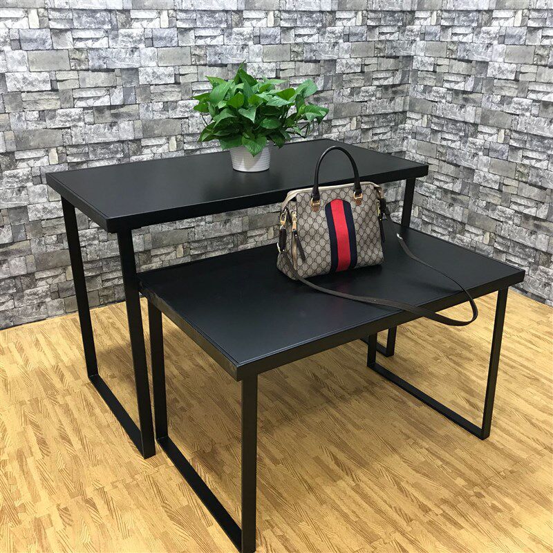 服装店流水台包包展示台展示架货架橱窗中岛高低桌子鞋架铁艺移动