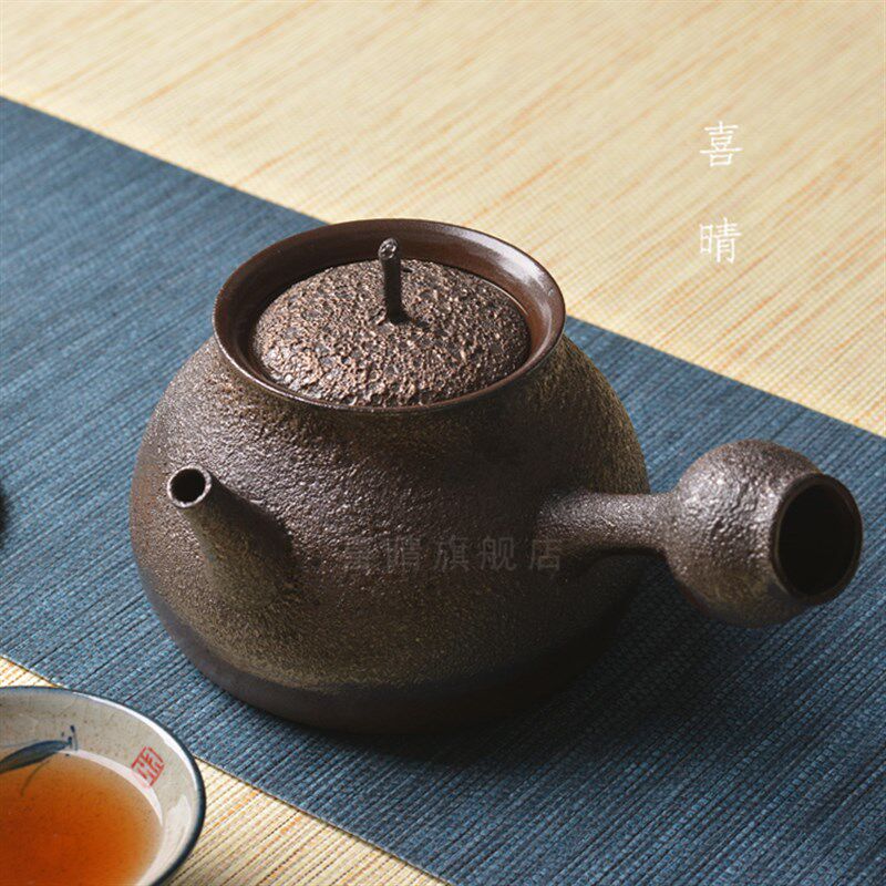 传统复古砂铫窑变煮茶壶柴烧急须壶侧把烧水壶陶壶家用电陶炉手工