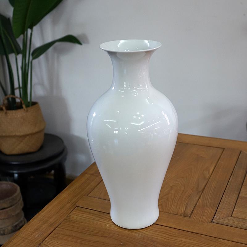 可手绘大号景德镇产纯白陶瓷花瓶瓷瓶白胎陶瓷花瓶摆件白瓷瓶花插