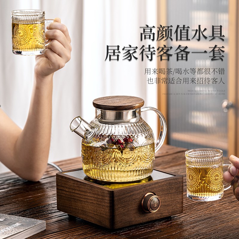 高硼硅玻璃凉水壶耐高温冷水壶饮储水杯套装高颜值家用轻奢高级感