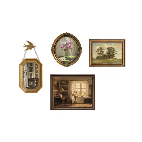 餐厅装饰画法式中古风美式挂画复古油画饭厅餐桌客厅组合艺术壁画