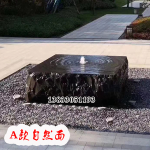 日式喷水石头景观庭院流水石钵禅意鱼池水系石雕喷泉枯山水槽摆件