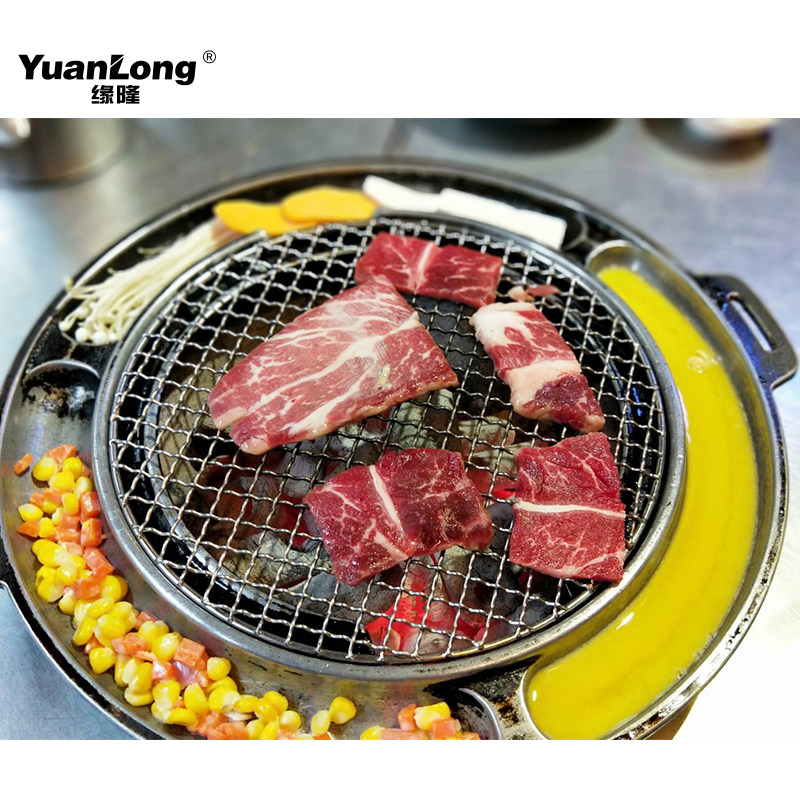 韩式烧烤盘商用圆形麦饭石烤盘烤肉锅韩国烤肉盘不粘鸡蛋糕烤炉盘