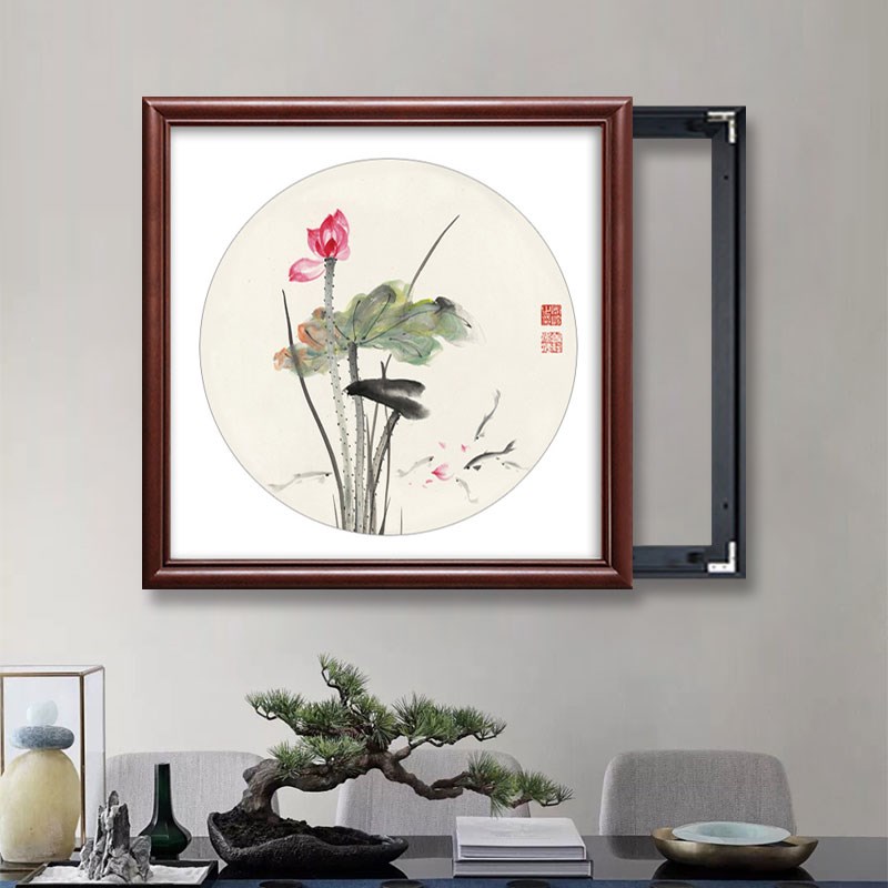 新中式电表箱装饰画免打孔遮挡配电箱开关电闸盒国画餐厅家用挂画