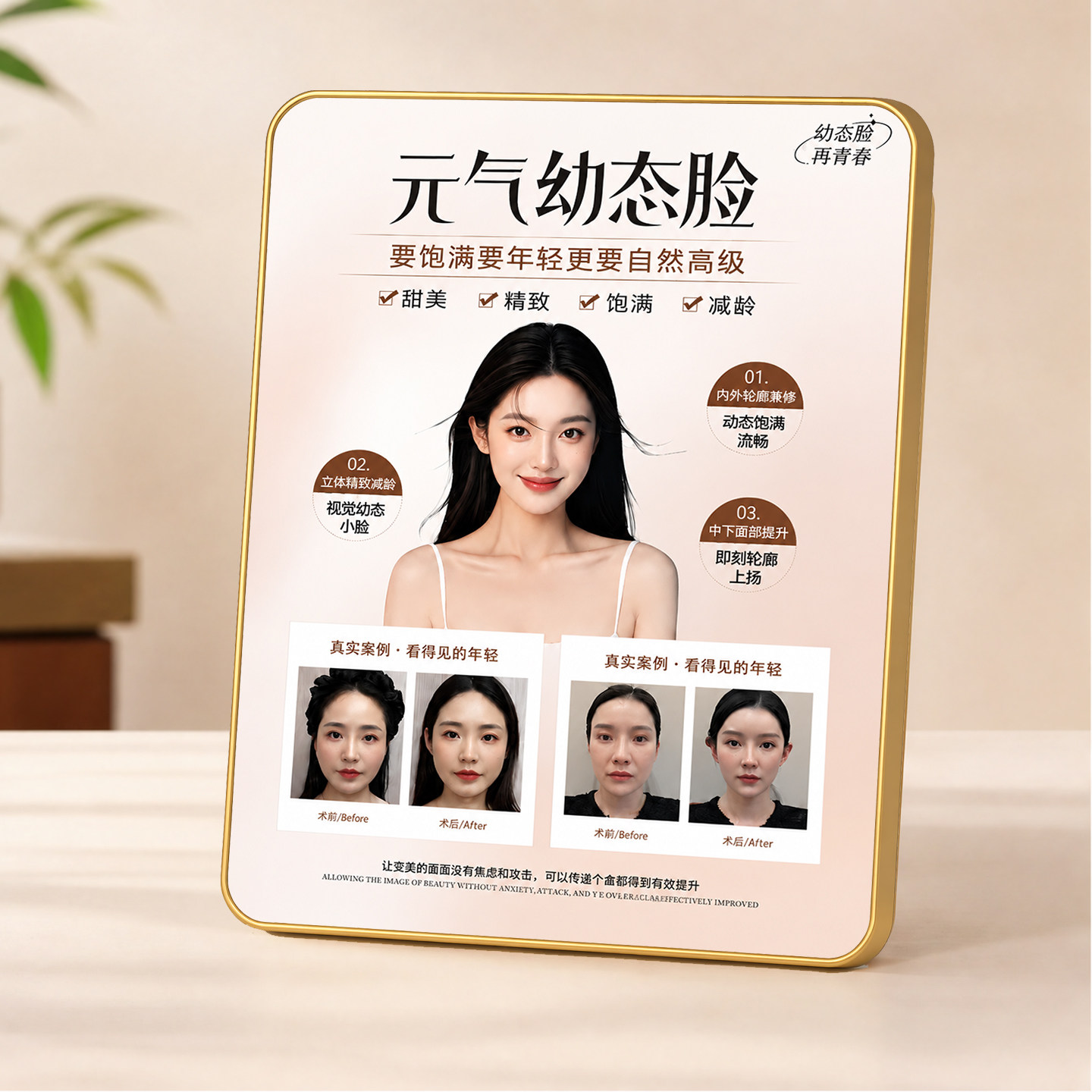 新款网红轻医美元气幼态脸项目宣传摆台美容院门店装饰摆件
