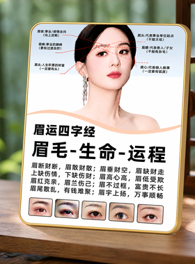 纹绣美业门店眉形知识展示摆件金边桌面摆台美容院前台装饰
