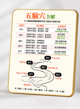 金边中医五腧穴全解摆台中医馆理疗养生馆桌面装饰摆件