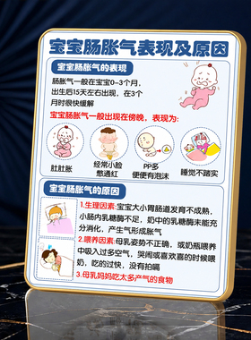 宝宝肠胀气表现及原因科普摆件母婴店育儿知识装饰牌