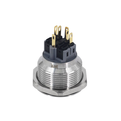 30mm金属环形带灯不锈钢防水带电源标识自复自锁12v 24v按钮开关