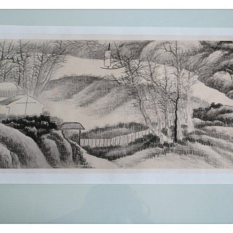 清代龚贤山水十二月令册页古代名画高清国画艺术微喷复刻临摹底稿