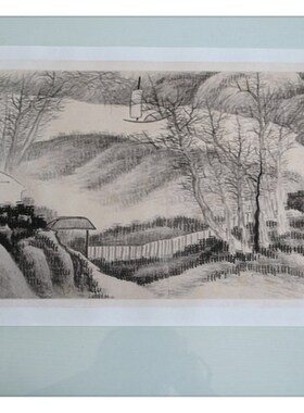 清代龚贤山水十二月令册页古代名画高清国画艺术微喷复刻临摹底稿