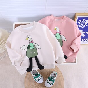 女童春装卫衣薄款儿童圆领上衣小女孩长袖T恤百搭女宝宝衣服春天3