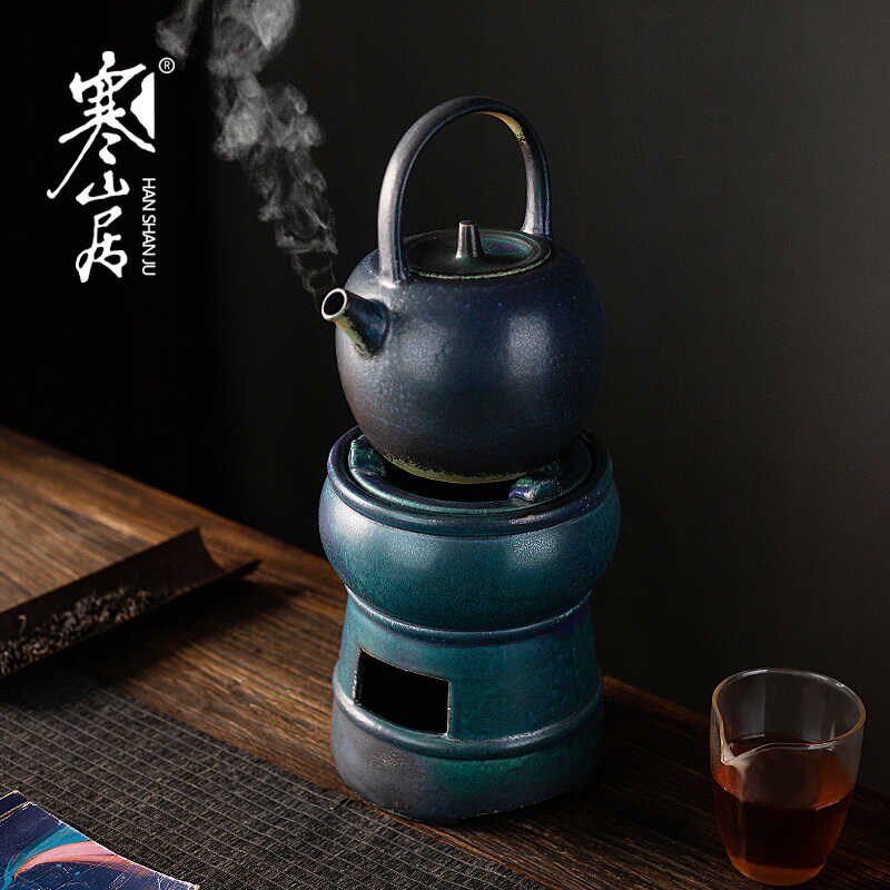 寒山居围炉煮茶炭火炉打边炉户外可干烧不裂煮茶壶日式风炉木炭炉