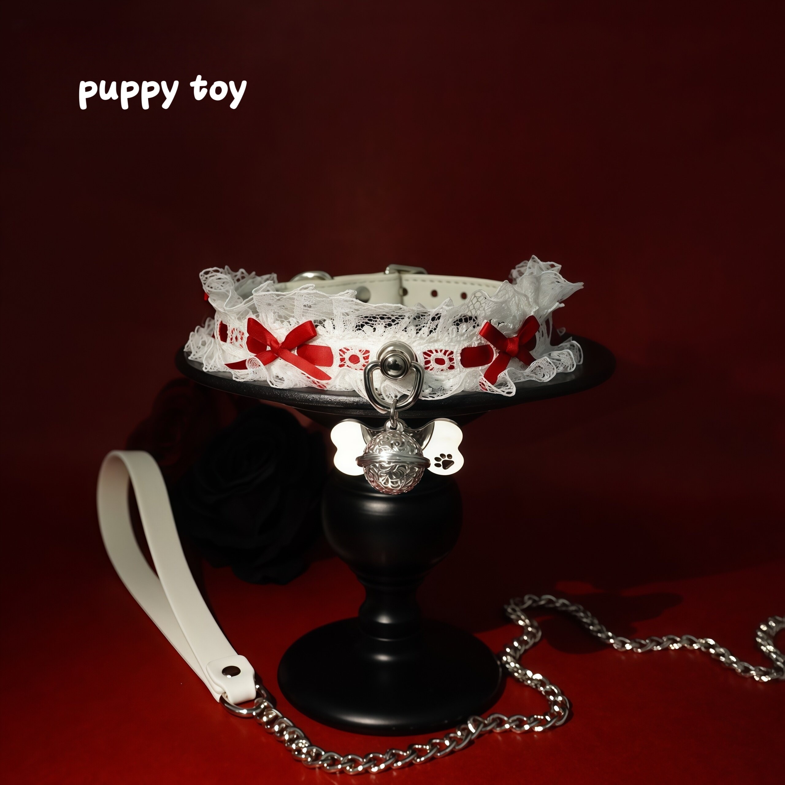 「puppy toy」蕾丝铃铛项圈choker蝴蝶结男女M颈带脖洛丽塔装饰