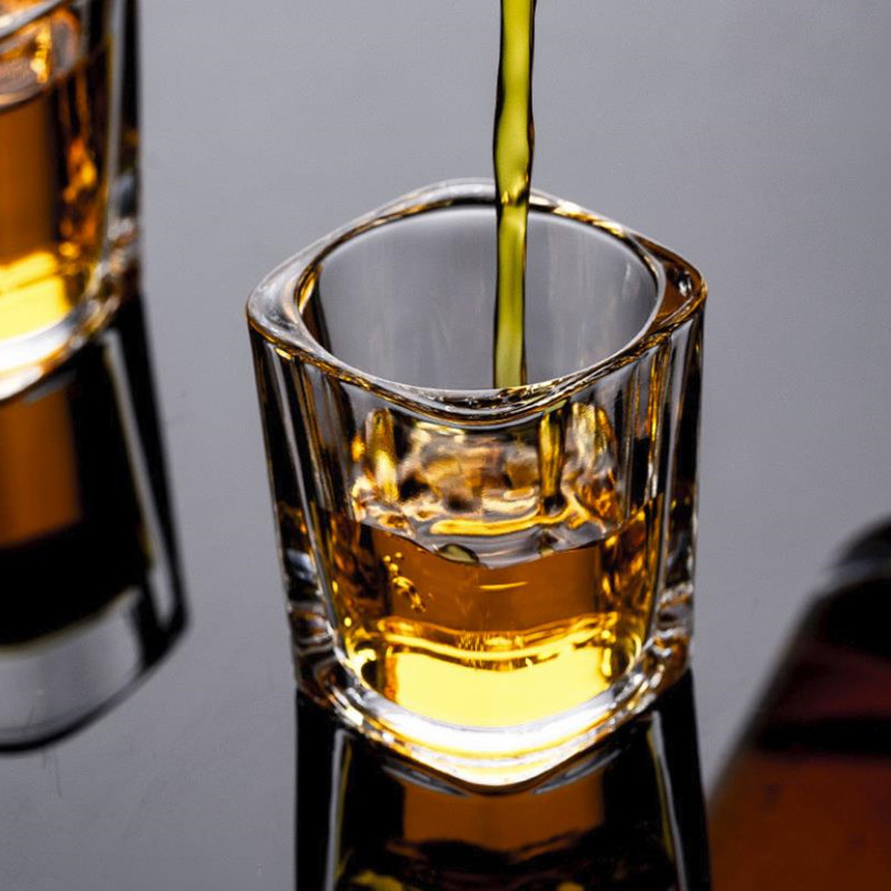 白洒小杯水晶玻璃酒杯家用白酒方形一两白酒杯透明杯子一口杯氿杯