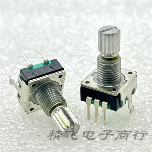 EC12编码器带按开关24定位脉冲 360旋转5脚轴长15mm