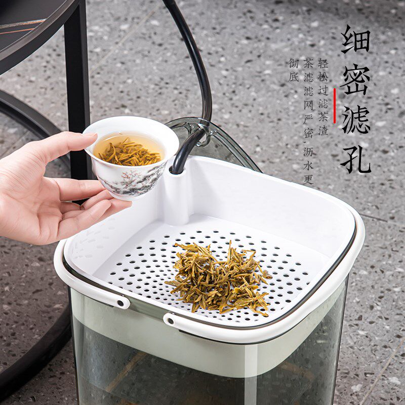 透明茶水桶排水管废水桶功夫茶具配件家用客厅泡茶茶几适用茶渣桶
