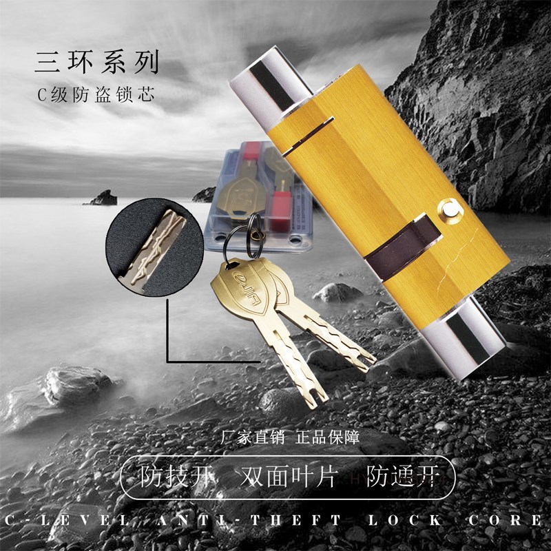 坚甲卫士超C级叶片家用三环大锁芯飞云盼盼防盗门锁芯