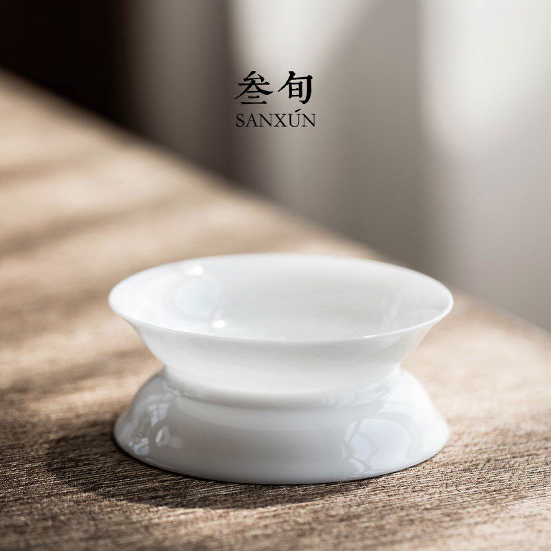叁旬冰种玉瓷茶滤陶瓷茶漏套装茶叶过滤网泡茶器茶隔茶具配件高档