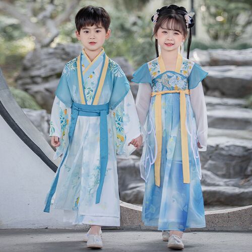儿童汉服女秋季2025新款超仙儒裙古风男孩国学服幼儿唐装演出衣服