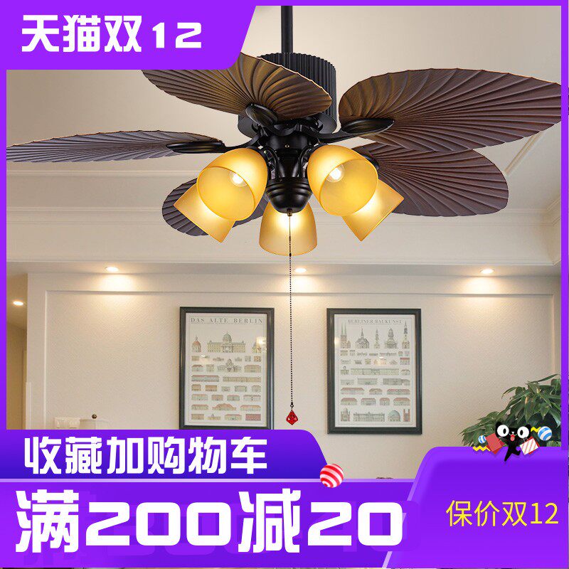 复古风扇灯工业吊扇灯餐厅客厅带灯电扇家用吸顶美式电风扇吊灯图片