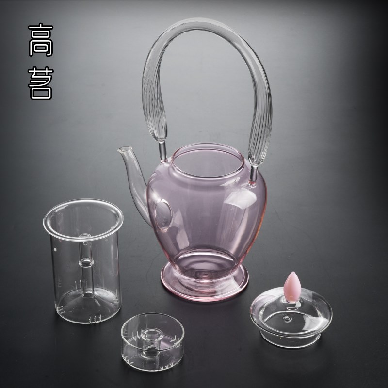 玻璃烧水壶2025新款女士粉红色煮茶壶家用花茶壶明火提梁壶耐高温