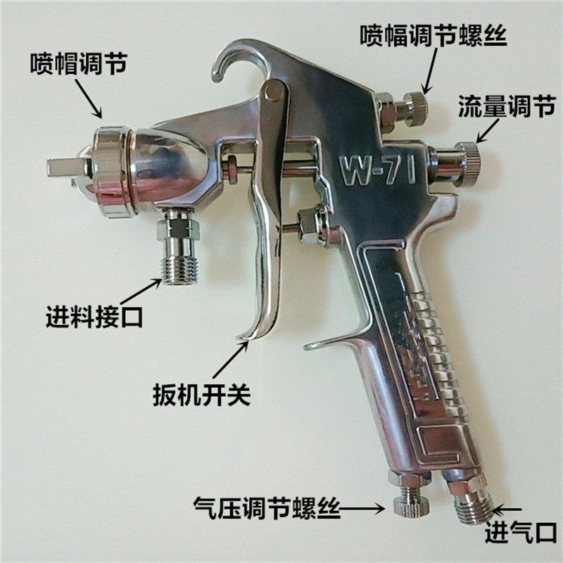 W-71喷漆枪高雾化油漆喷抢家具汽车喷漆枪W-77上下壶大口径底漆枪