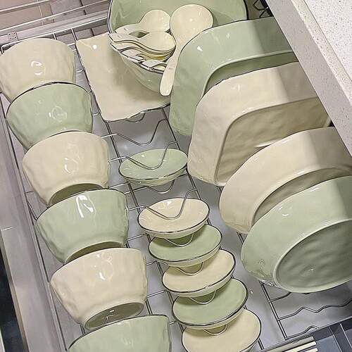 奶油风餐具家用2026新款高颜值碗盘套装碗碟2人用情侣釉下彩碗具