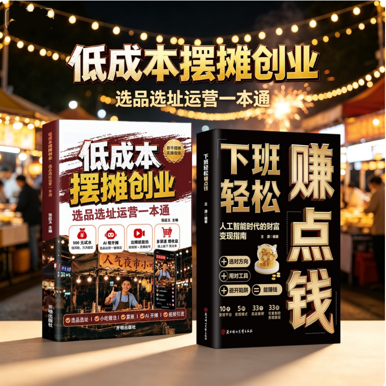 全2册 低成本摆摊创业+下班轻松赚点钱  选品选址运营一本通思路技术点拨轻松开启摆摊低成本低风险创业之路以摊为始开启新生意