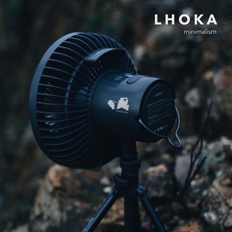 LHOKA黑沙野外便携露营灯充电风扇户外大容量摇头可悬挂营地扇