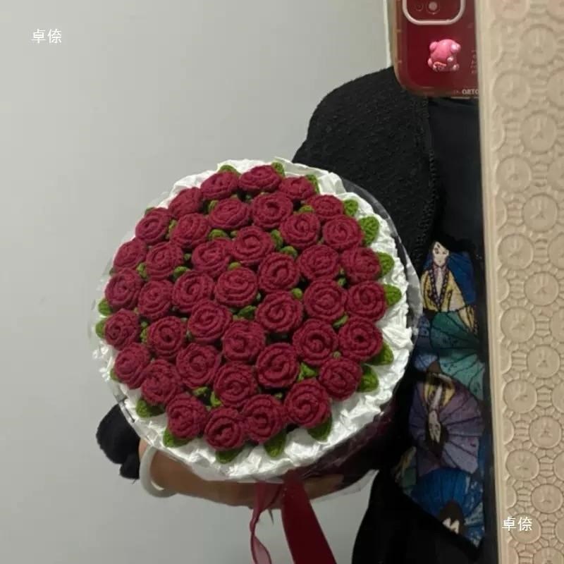 520礼物玫瑰花束成品毛毯编织手工毯子生日送女朋友新婚实用礼物