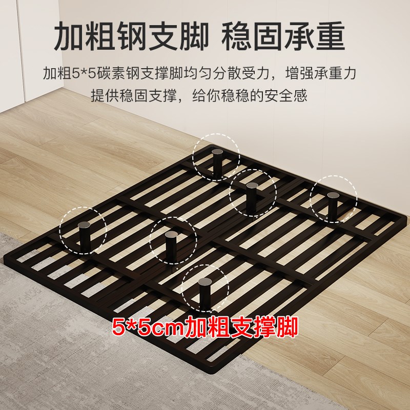 铁艺悬浮床意式无床头榻榻米排骨架铁床阁楼复式二楼双人铁架床