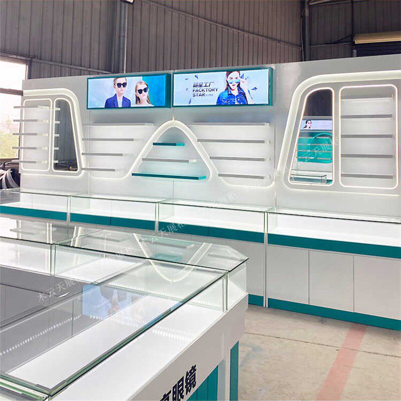 连锁眼镜柜眼镜展示柜烤漆中岛柜玻璃柜台墨镜太阳眼镜店展柜定制