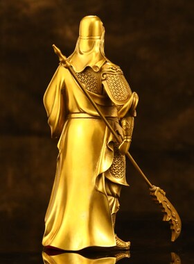 铜关公摆件纯铜武财神家用客厅供奉关羽武圣关二爷像商铺开业送礼