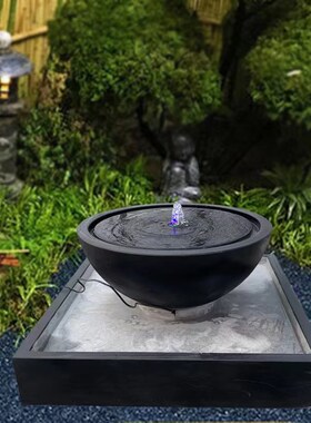 日式流水石钵喷泉水池庭院聚宝盆石槽花园景观涌泉水系喷水钵流水