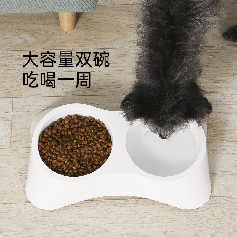 中恒狗食盆狗碗喝水一体双碗防打翻饭盆粮盆宠物猫咪慢食碗狗水碗