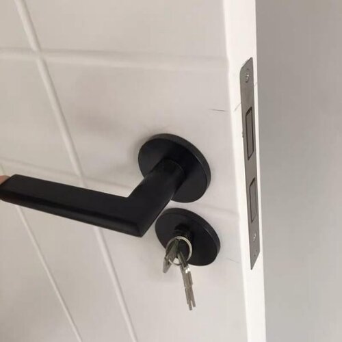 门锁室内卧室房门锁家用静音门把手分体黑色磁吸锁木门锁具通用型