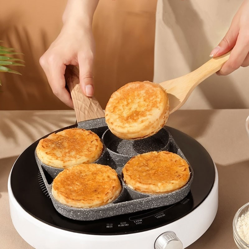 家用多功能锅平底多孔煎锅麦饭石四孔煎蛋锅平底不粘鸡蛋锅迷你