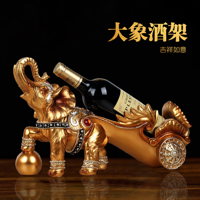 欧式创意招财马拉车红酒架家居摆件客厅酒柜餐边桌酒吧桌装饰摆设