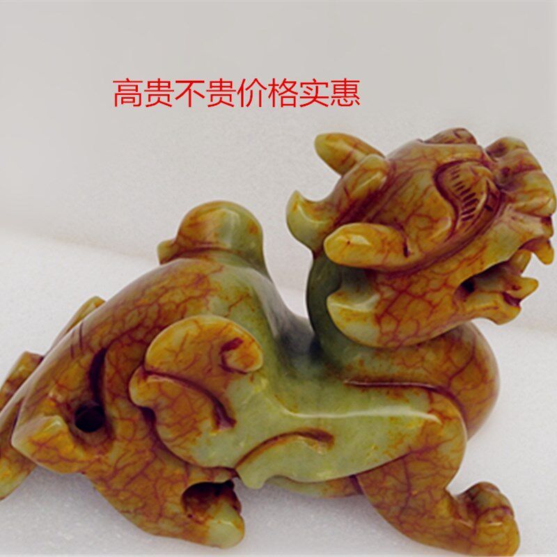 一对岫岩玉石小貔貅摆件招财镇宅书房客厅办公室简约桌面家居饰品