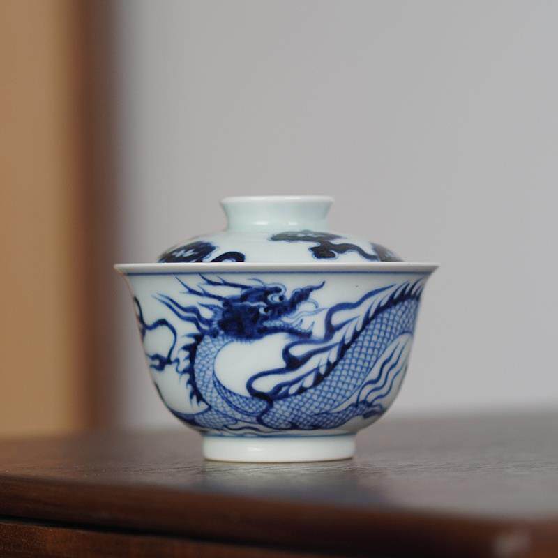 观古珍玩 景德镇高端茶具 仿古柴窑永宣元明青花瓷器茶杯盖碗茶壶