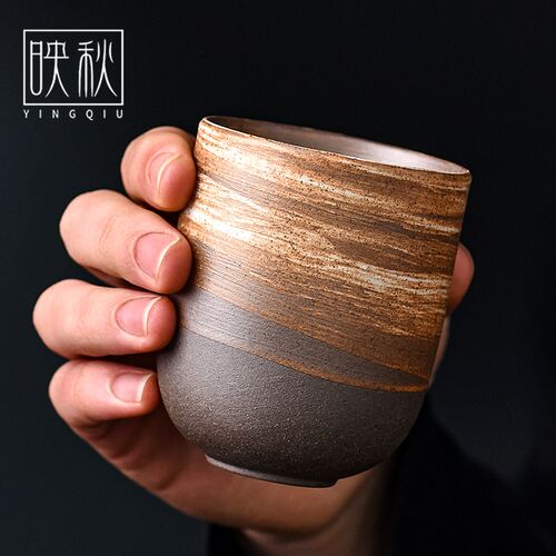 映秋手工茶杯主人杯粗陶日式禅味功夫茶具小品茗茶盏杯子复古单杯