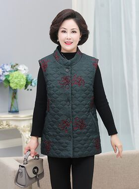 特加肥加大码胖妈妈中老年女装棉服马甲女冬季200斤保暖坎肩衣服