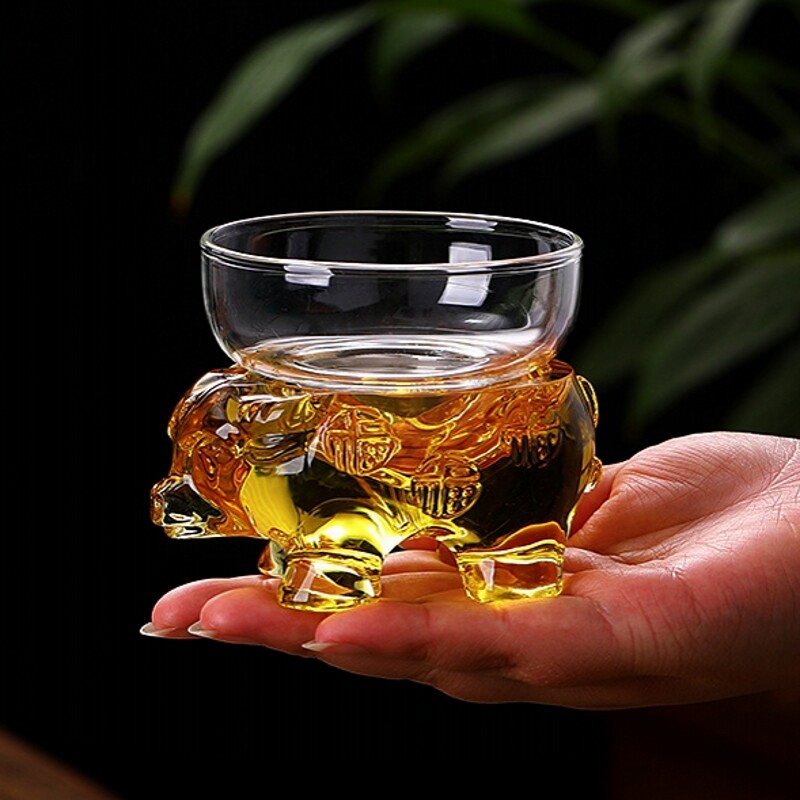 耐热福牛玻璃茶漏狮子过滤器网不锈钢茶滤透明托底座配件玻璃茶漏