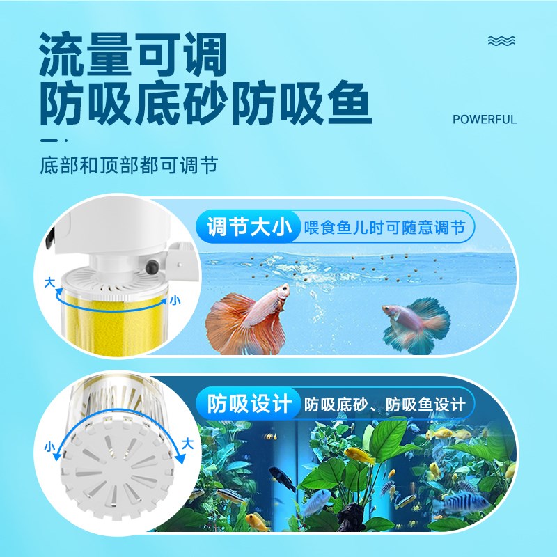 鱼缸过滤器循环系统三合一净水制氧一体机水泵内置养鱼小型氧气泵
