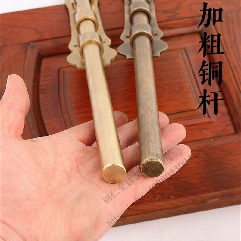 加粗仿古纯铜别墅大门天地插销加长老式木门庭院门黄铜地插大插销